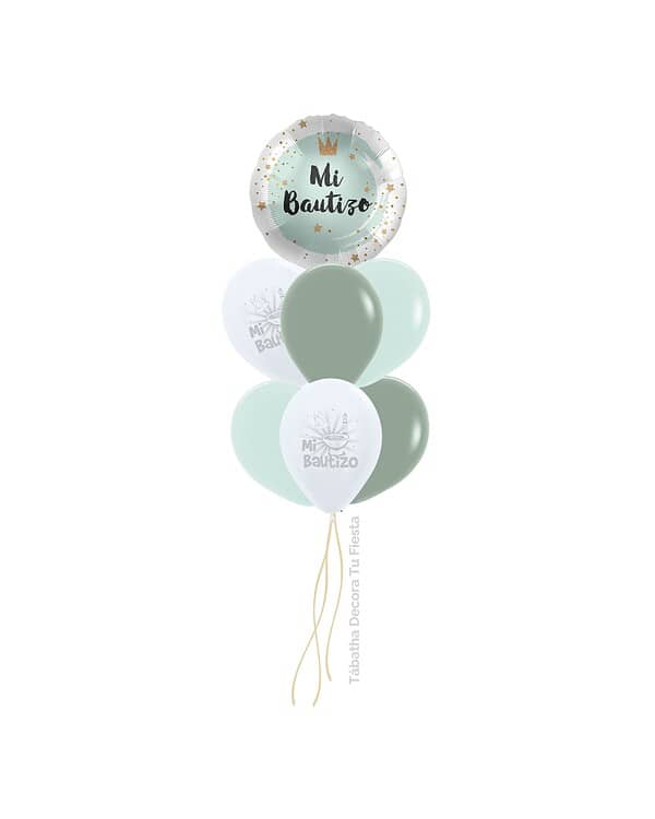 globos helio foil mi bautizo verde