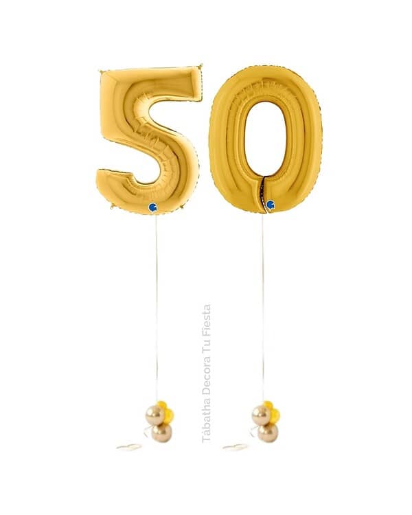 Dos globos de números rellenos de helio